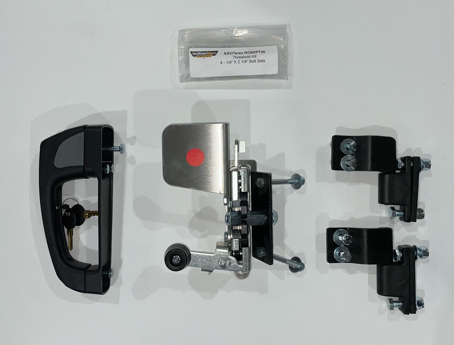 ASV RC PT Skid Steer Door - Complete With Handle, Locking Latch/Keys, Hinges, Weather Seal Gasket, & All Nuts/Bolts/Washers