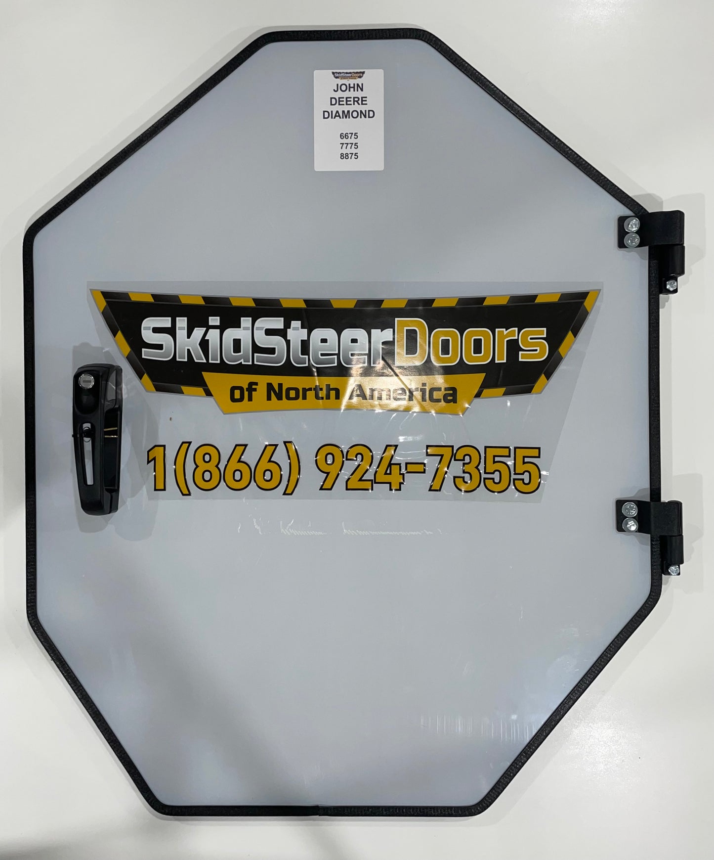 John Deere 6675/7775/8875 Skid Steer Door - Complete With Handle, Locking Latch/Keys, Hinges, Weather Seal Gasket, & All Nuts/Bolts/Washers