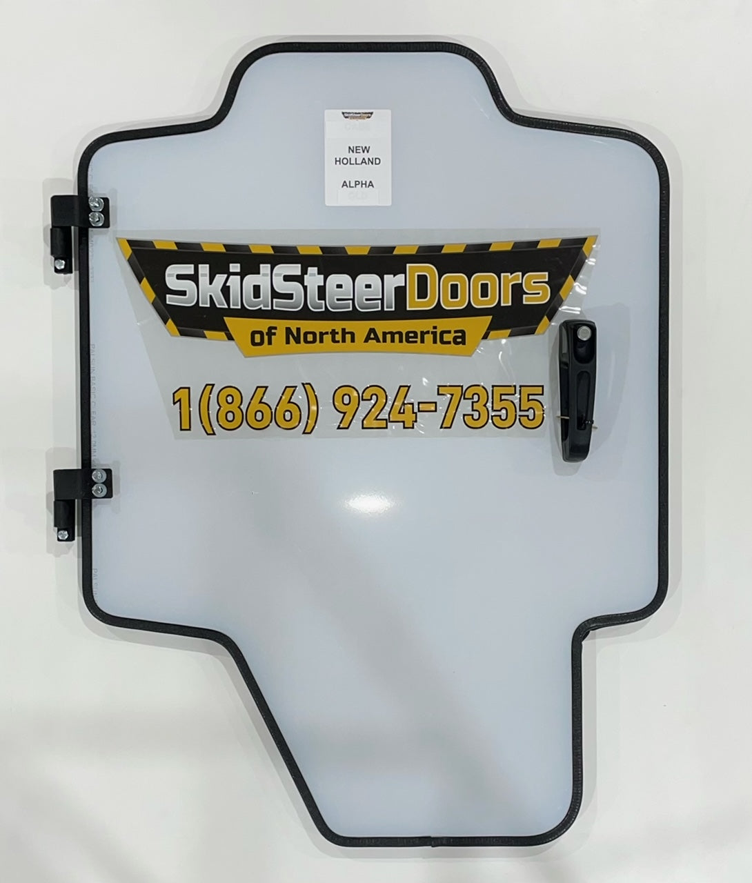 New Holland Alpha Series Skid Steer Door - Complete With Handle, Locking Latch/Keys, Hinges, Weather Seal Gasket, & All Nuts/Bolts/Washers